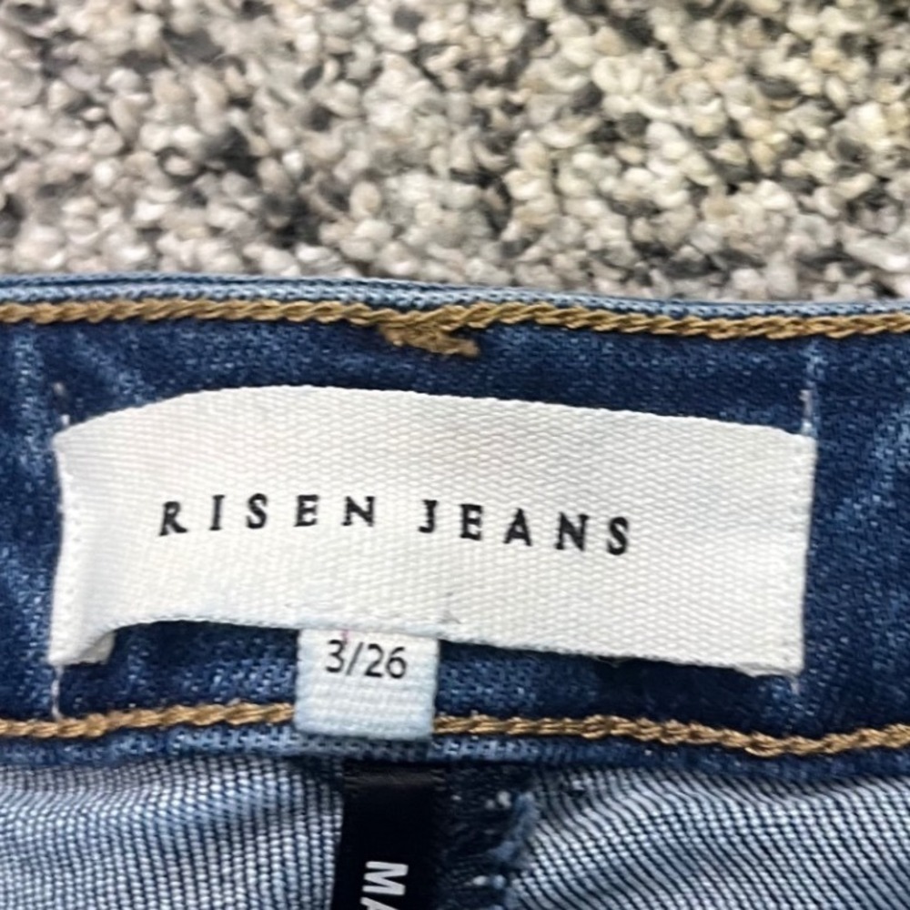 Risen Jeans Womens Blue High Rise Flare Wide Leg Raw Hem Denim RDPSize 3/26 - Picture 7 of 15